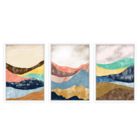 Conjunto 3 Quadros Com Moldura Montanhas Premium
