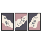 Conjunto 3 Quadros Com Moldura Rosto Minimalista