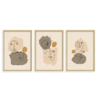 Conjunto 3 Quadros Com Moldura Rostos Minimalista