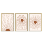 Conjunto 3 Quadros Com Moldura Sol Minimalista