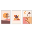 Conjunto 3 Quadros Com Moldura Sunset