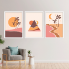 Conjunto 3 Quadros Com Moldura Sunset