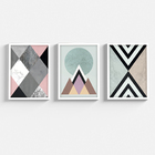 Conjunto 3 Quadros Decorativos Moldura Vidro Abstratos Quarto
