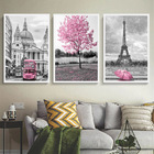 Conjunto 3 Quadros Decorativos Paris E Londres Rosa