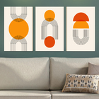 Conjunto 3 Quadros Decorativos Tela Em Lona Abstrato Geométri