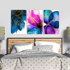 Conjunto 3 Quadros Decorativos Tela Em Lona Folhas Aquarela 1