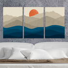 Conjunto 3 Quadros Decorativos Tela Em Lona Paisagem Montanha