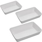 Conjunto 3 Refratários De Porcelana Travessas Brancas Retangu