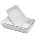 Conjunto 3 Refratários De Porcelana Travessas Brancas Retangu