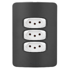 Conjunto 3 Tomadas 10a - Gracia Black Maxx / Branco - Gmpb008