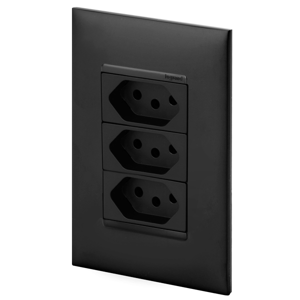 Conjunto 3 Tomadas 10a - Preta - Pial Plus +