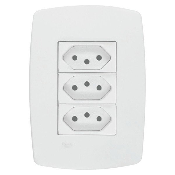 Conjunto 3 Tomadas 10a - Radial Pérola Branca