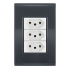 Conjunto 3 Tomadas 10a - Tramontina Liz Grafite / Branco - Tl