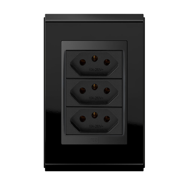 Conjunto 3 Tomadas 20a - Refinatto - Preto Alto Brilho / Preto