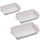 Conjunto 3 Travessas De Porcelana Branca Com Alça Refratários