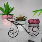 Conjunto 3 Vasos Cachepot Cerâmica Decor E Suporte Aramado