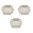 Conjunto 3 Vasos De Concreto Artesanal Diamante 9,5cm Cinza