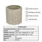 Conjunto 3 Vasos De Concreto Artesanal Listras 9,8cm P Cinza