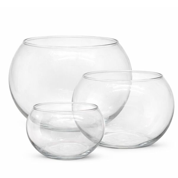 Conjunto 3 Vasos Vidro Tipo Aquário Gigante, Grande E Médio D