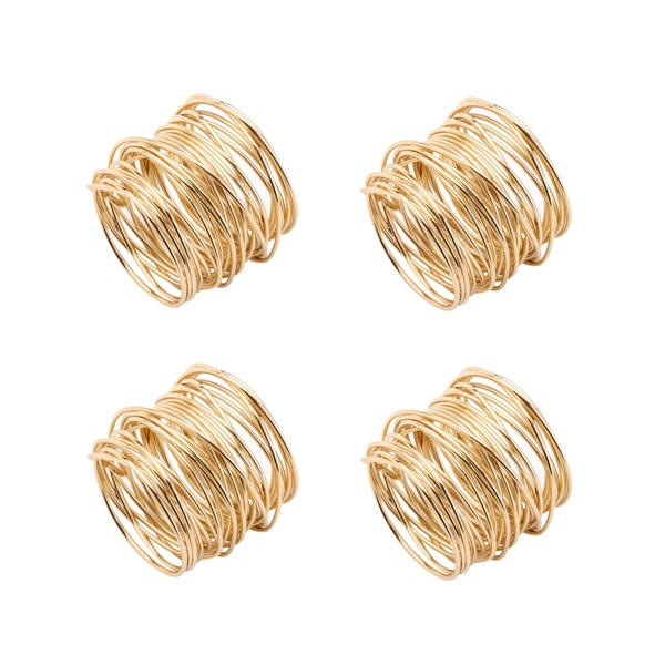 Conjunto 4 Anéis Para Guardanapo De Aço Espiral Dourado