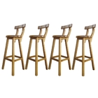 Conjunto 4 Bancos Alto Bistrô De Madeira Com Encosto Bancada