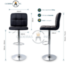 Conjunto 4 Banqueta Altas Encosto Estofado Para Cozinha Balcã