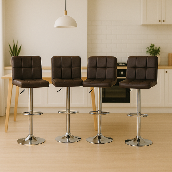 Conjunto 4 Banqueta Altas Encosto Estofado Para Cozinha Balcã