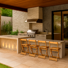 Conjunto 4 Banquetas Alta Dobráveis Bar Balcão Em Madeira  Mel