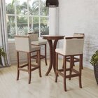 Conjunto 4 Banquetas Alta Em Madeira Maciça Londres  Pinhão