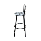 Conjunto 4 Banquetas Alta Preta Para Cozinha Floral Branco