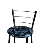 Conjunto 4 Banquetas Alta Preta Para Cozinha Floral Preto