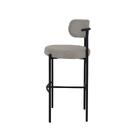 Conjunto 4 Banquetas Altas Camelia Estofada Linho Cinza Com E