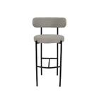 Conjunto 4 Banquetas Altas Camelia Estofada Linho Cinza Com E