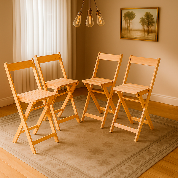 Conjunto 4 Banquetas Dobráveis  Bistro E Balcão Em Madeira  N