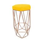 Conjunto 4 Banquetas Hexagonais Aromadas Bronze Suede Amarelo