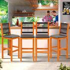 Conjunto 4 Banquetas Para Balcão Madeira Maciça Assento Estof