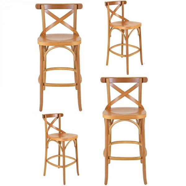 Conjunto 4 Banquetas Texas Verniz Natural Gamma Móveis Natural
