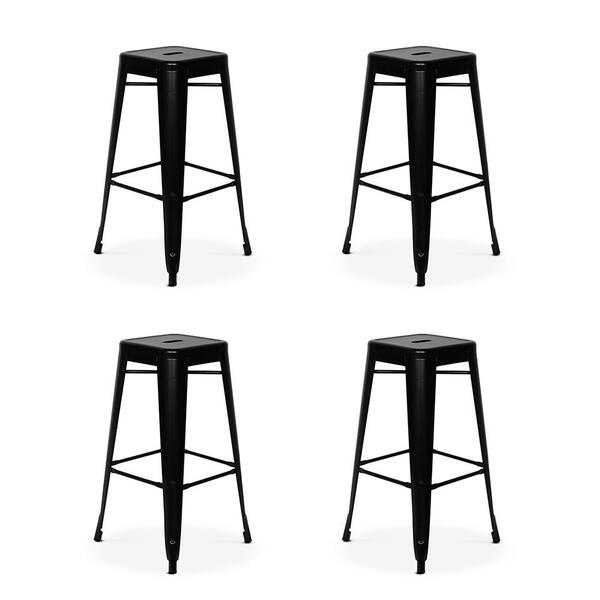 Conjunto 4 Banquetas Tolix 76 Cm Iron - Design - Preta