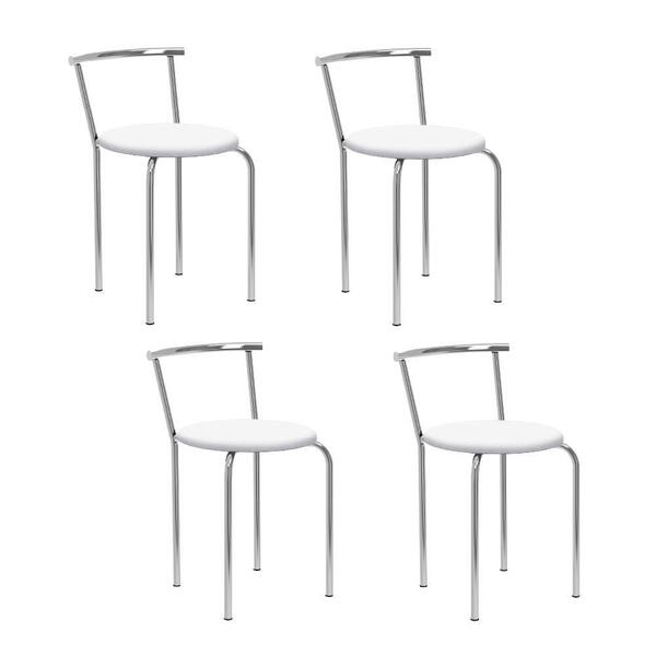 Conjunto 4 Banquetas Tubo Cromado Napa Branca