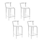 Conjunto 4 Banquetas Tubo Cromado Napa Branca
