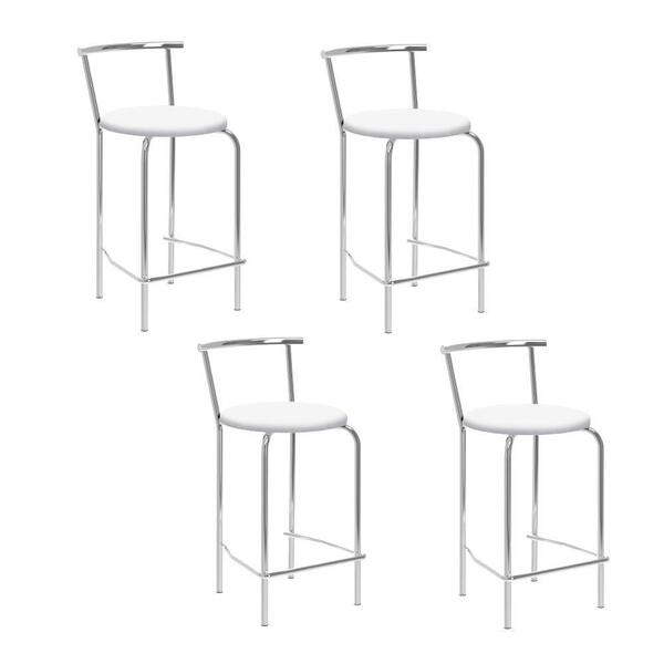 Conjunto 4 Banquetas Tubo Cromado Napa Branca