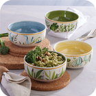 Conjunto 4 Bowl Tigela Cerâmica 623ml Siena Folhas