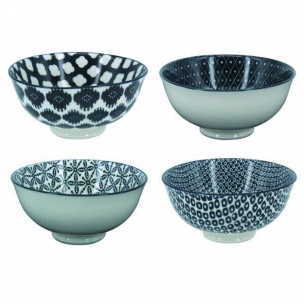 Conjunto 4 Bowl Tigela Cumbuca Cereais Molhos Brancos E Preto