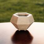 Conjunto 4 Cachepôs Concreto Artesanal 7,4cm Diamante Cinza