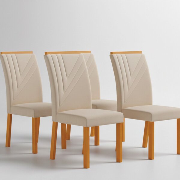 Conjunto 4 Cadeiras 97cm Miami Yescasa Freijó/palha