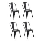 Conjunto 4 Cadeiras Aço Iron Industrial  Preto