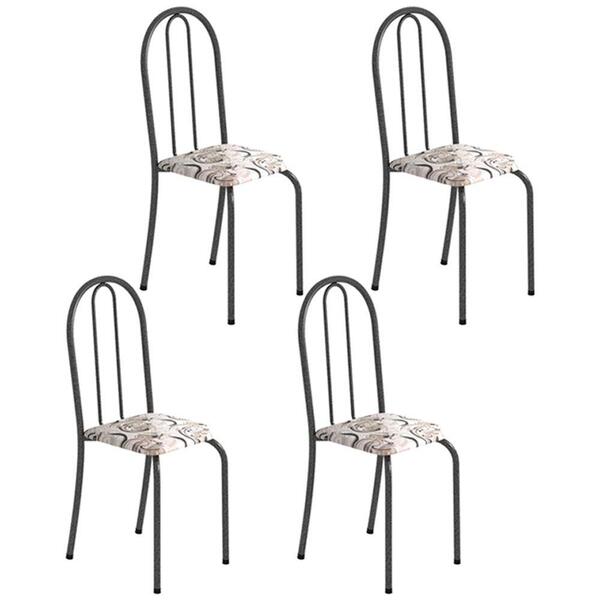 Conjunto 4 Cadeiras Ane B Soma Arabesco Martelado Prata