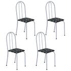 Conjunto 4 Cadeiras Ane B Soma Preto Floral Martelado Prata