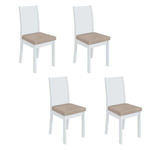 Conjunto 4 Cadeiras Athenas Móveis Lopas Branco/veludo Natura