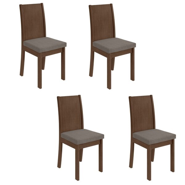 Conjunto 4 Cadeiras Athenas Móveis Lopas Imbuia Clean/suede A